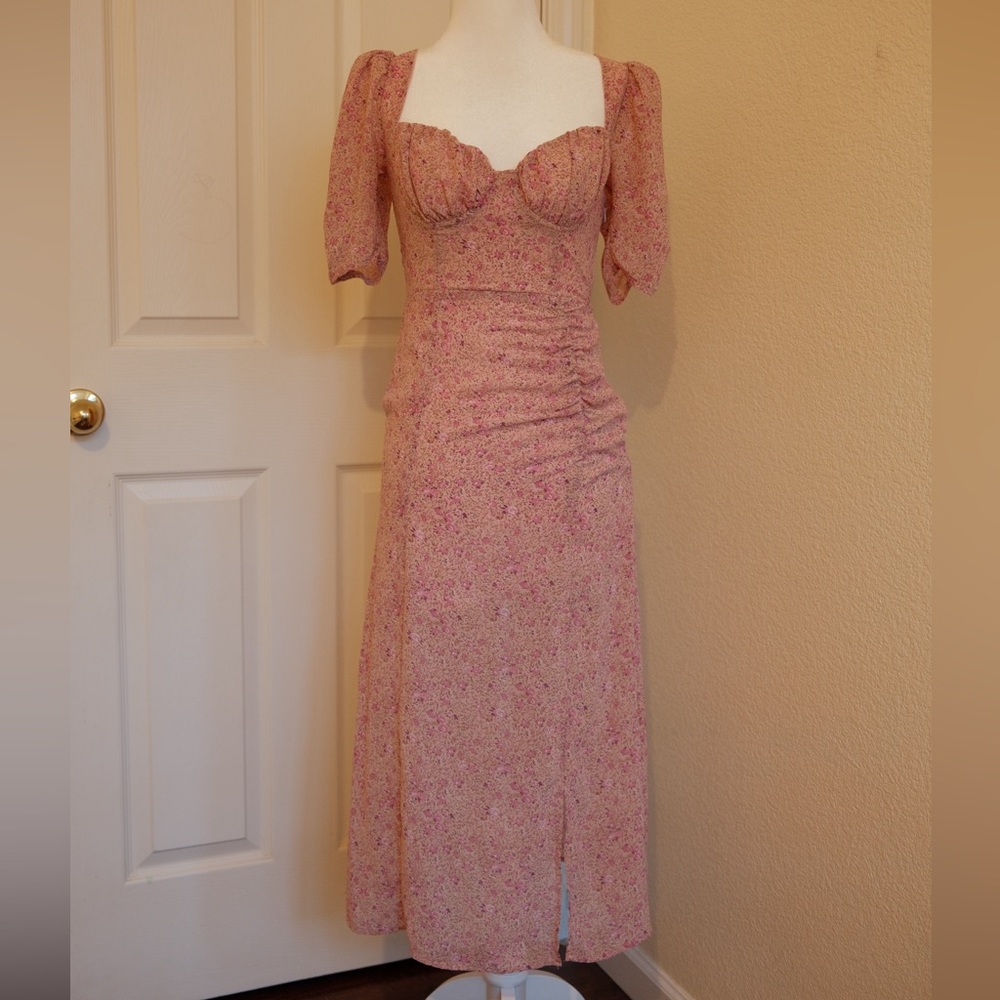 Astr Pink Floral Long Sleeve Dress